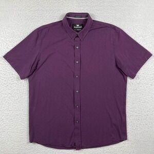 Buttercloth Icy Cotton Shirt Mens XL Purple Short Sleeve Regular Fit Stretch